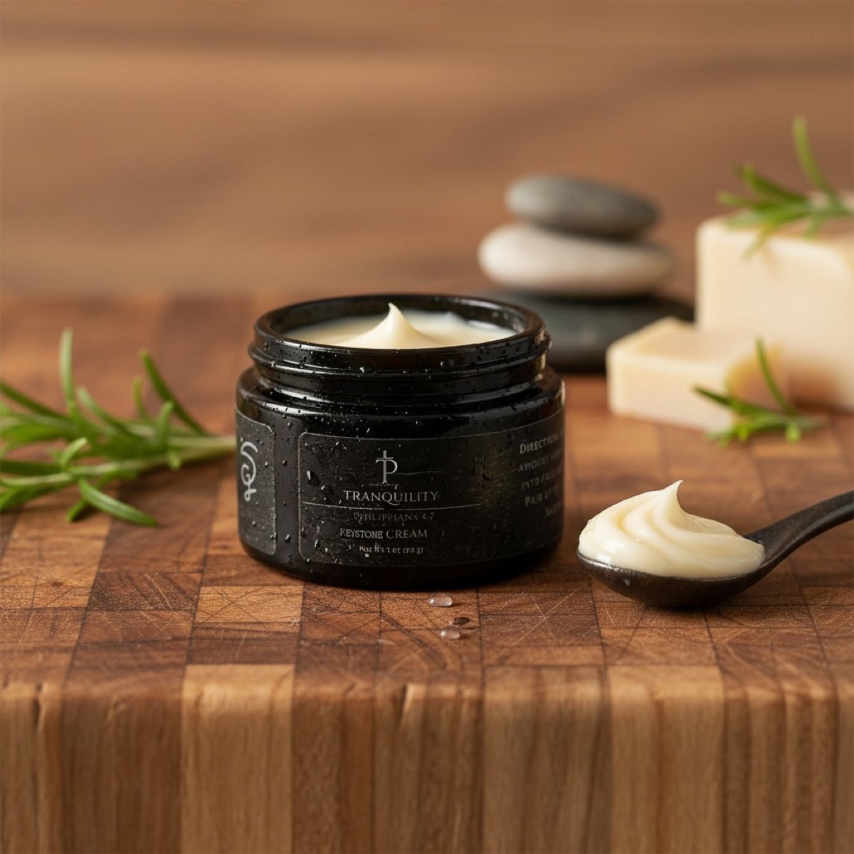 Keystone Cream jar on a wooden board